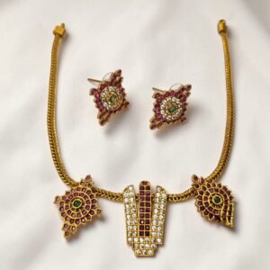 Vengadachalapathi Design Necklace With Stud Earring ADNCO4