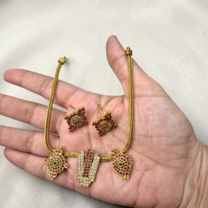 Vengadachalapathi Design Necklace With Stud Earring ADNCO4