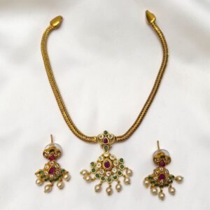 Antique Non Idol Necklace With Drop Earrings ADNC05