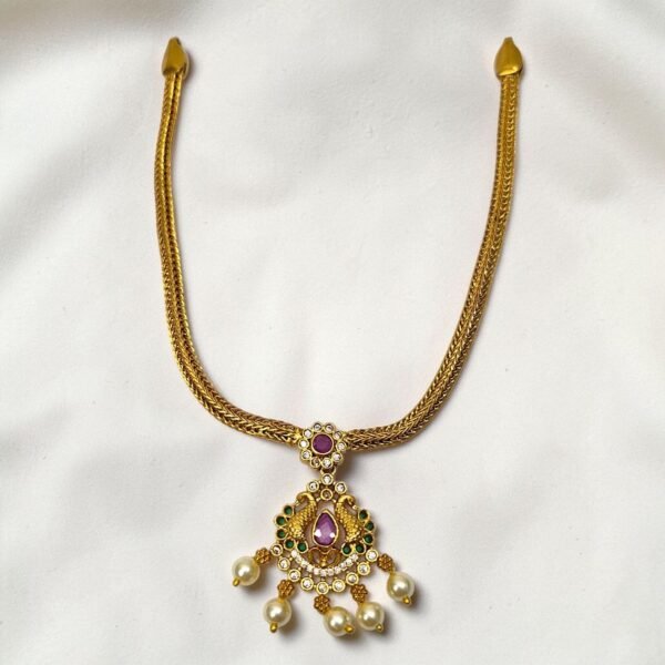 Antique Matt Finish Peacock Design Necklace Without Earrings ADNC06