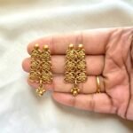 Antique Matt Finish Non Idol Floral Design Neckset With Stud Earrings ADNC08