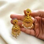 Traditional Lakshmi Necklace With Long Drop Earrings ADNC010