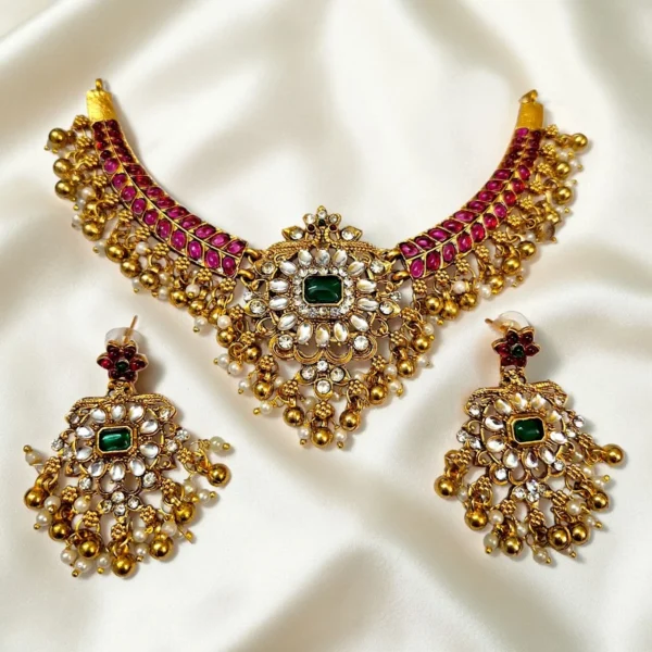 Jadavu Neckset With Long Drop Earrings ADNC011
