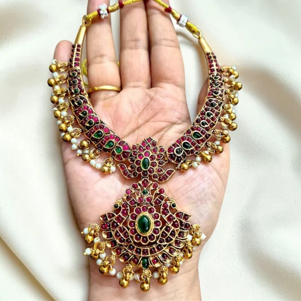 Traditional and Kemp stone Neck set with Long Drop Earrings ADNC01