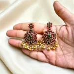 Traditional and Kemp stone Neck set with Long Drop Earrings ADNC01