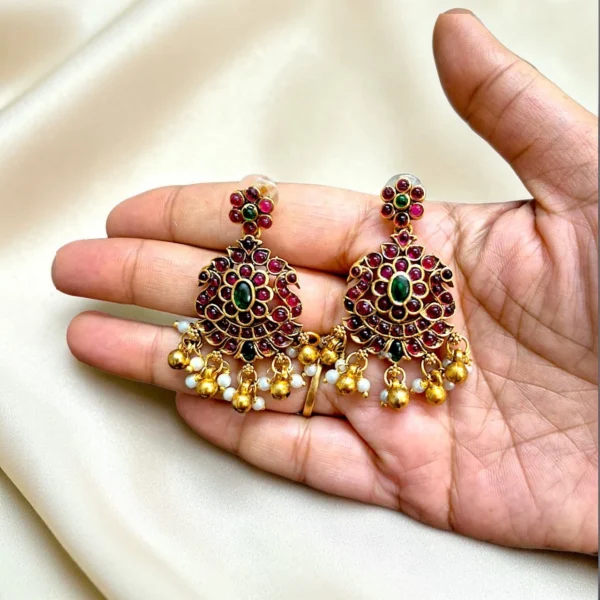 Traditional and Kemp stone Neck set with Long Drop Earrings ADNC01