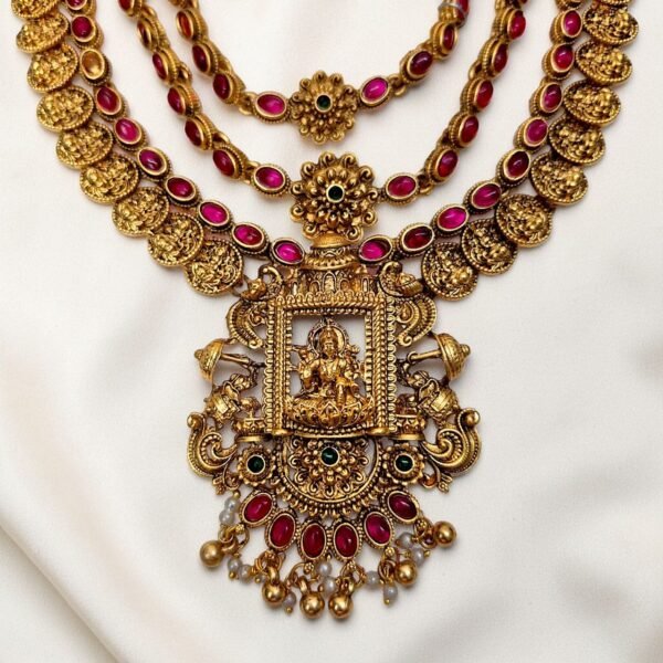 Antique Matt Finish Layered Lakshmi Haram ADHM012