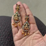 Temple Design Multi Color Stone With Drop Earrings ADNC07