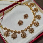 Antique Matt Finsh With Lakshmi Design Necklace With Stud Earrings ADNC03