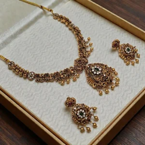 Antique Non Idol Neckset With Long Drop Earrings - ADNC02