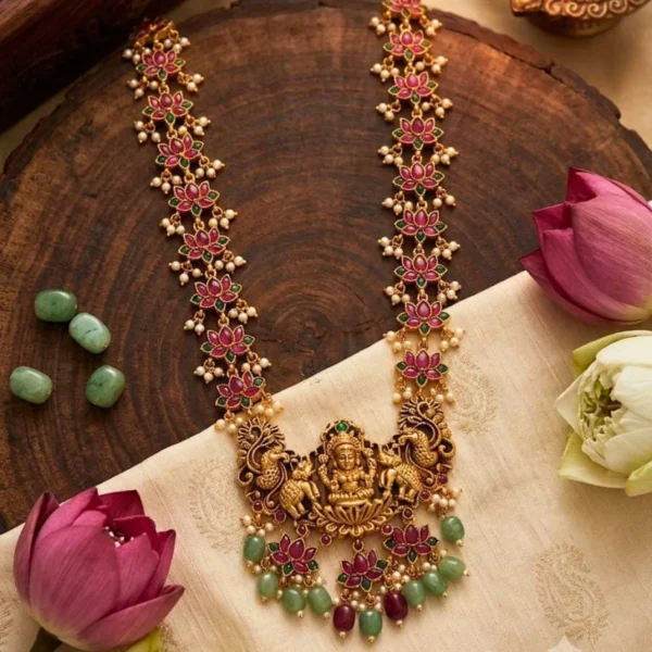 Traditional With Trendy Lotus with Lakshmi Design Haram - ADHM013