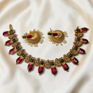 Kerala Traditional Nagapadam and Lakshmi Design Neckset With Jhumka ADNC021