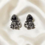 German Silver Oxidized Elephant Design Stud Earrings ADOS024