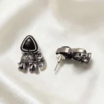 German Silver Oxidized Elephant Design Stud Earrings ADOS024