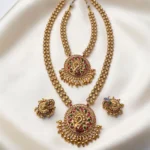 Antique Matt Finish Combo Set With Peacock Design Pendant ADCS034