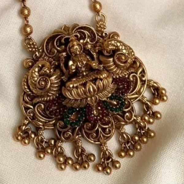 Antique Matt Finish Short Length Lakshmi Haram - ADSH017