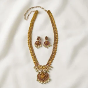 Antique Gold Finish Lakshmi Design Long Haram ADHM039