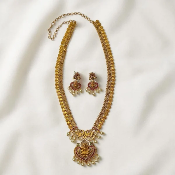 Antique Gold Finish Lakshmi Design Long Haram ADHM039