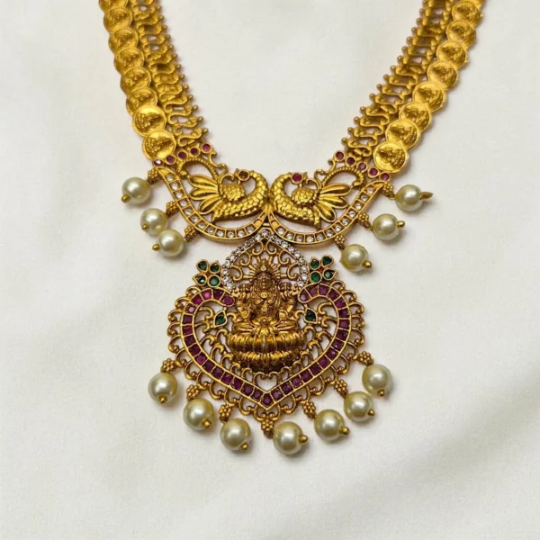 Antique Gold Finish Lakshmi Design Long Haram ADHM039