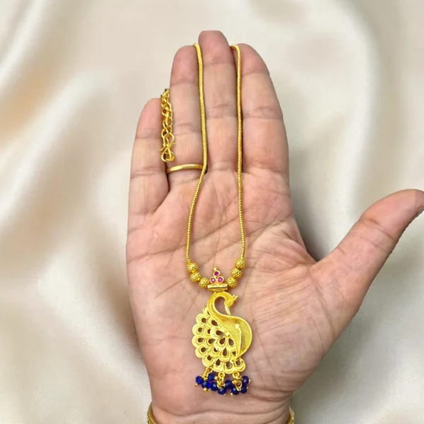 Gold Plated Short Length Peacock Design Necklace ADSN041