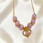 Gold Plated Short Length Simple Necklace With Cristal Beads (18inch) - ADSN042