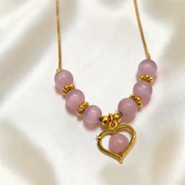 Gold Plated Short Length Simple Necklace With Cristal Beads (18inch) - ADSN042