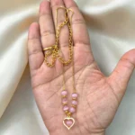Gold Plated Short Length Simple Necklace With Cristal Beads (18inch) - ADSN042