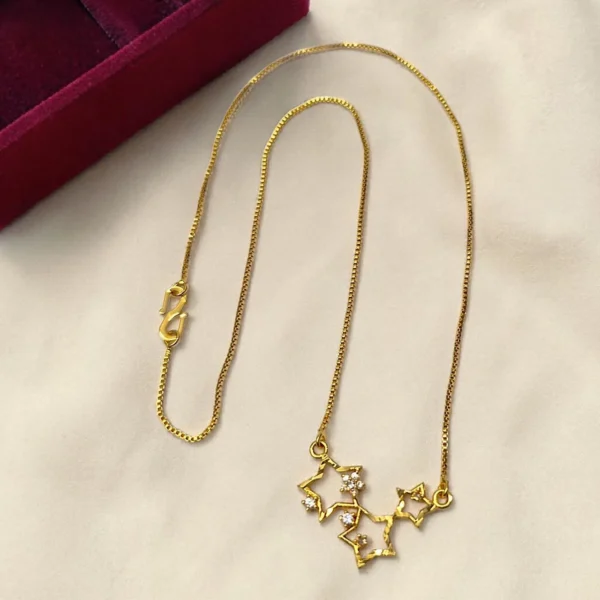 Gold Plated Short Length AD Stone Pendant Chain 18inch - ADSN043.