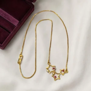 Gold Plated Short Length AD Stone Pendant Chain 18inch - ADSN043.
