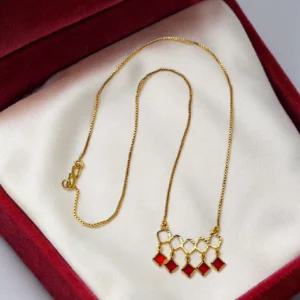 Gold Plated Short Length Stone Pendant Chain 18inch – ADPC044