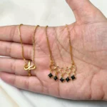 Gold Plated Short Length Stone Pendant Chain 18inch - ADPC044