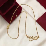 Gold Plated Short Length AD Stone Pendant Chain 18inch - ADPC046