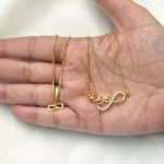 Gold Plated Short Length AD Stone Pendant Chain 18inch - ADPC046