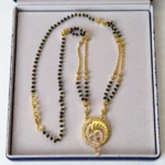 Gold Plated with Black Beads and AD Stone Pendant 18inch Necklace - ADPC047