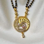 Gold Plated with Black Beads and AD Stone Pendant 18inch Necklace - ADPC047