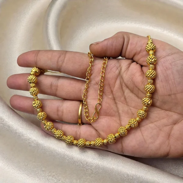 Gold Plated Short Length Ball Design Necklace 18inc - ADSN048