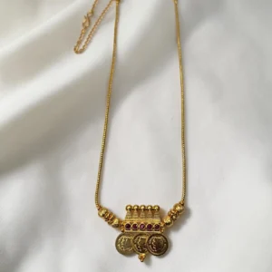 Gold Plated Short Length Head Design Coin Necklace Without Earrings 18inch With Adjustable Back Chain Perfect for Traditional and Function wear ADSN049