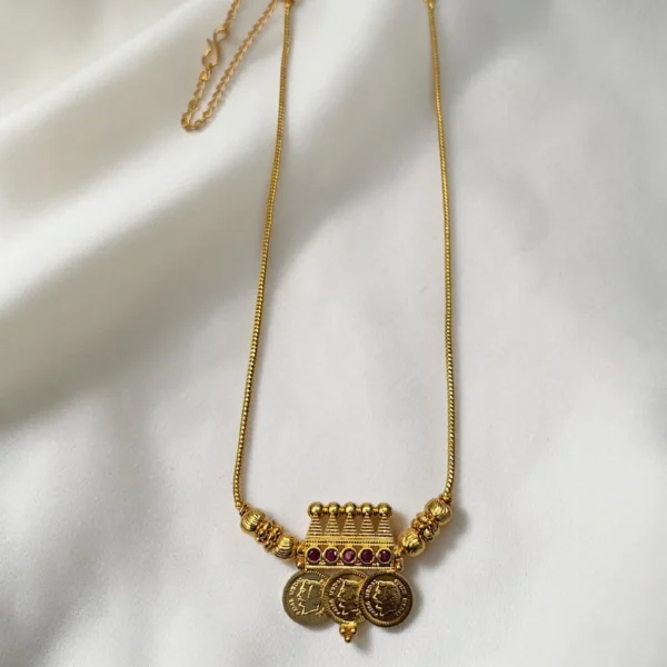 Gold Plated Short Length Head Design Coin Necklace Without Earrings 18inch With Adjustable Back Chain Perfect for Traditional and Function wear ADSN049