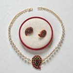 Simple Beads Necklace With Stud Earrings - ADNC052