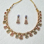 Fancy Stone Necklace with Stud Earrings - ADFN054