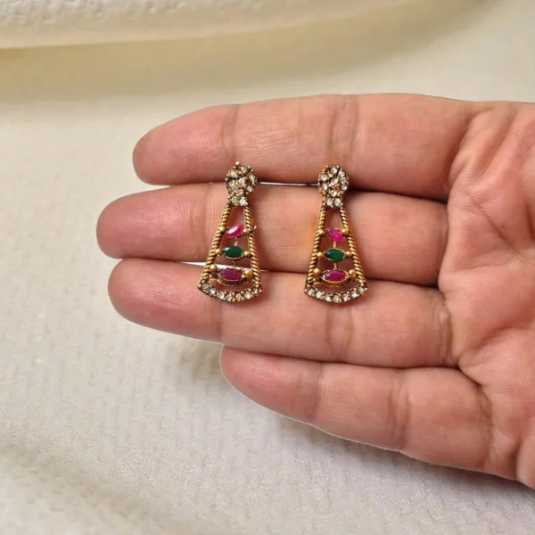 Fancy Stone Necklace with Stud Earrings - ADFN054