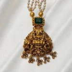 Lakshmi Pendant With Off White Beads Short Length Haram - ADSH057.