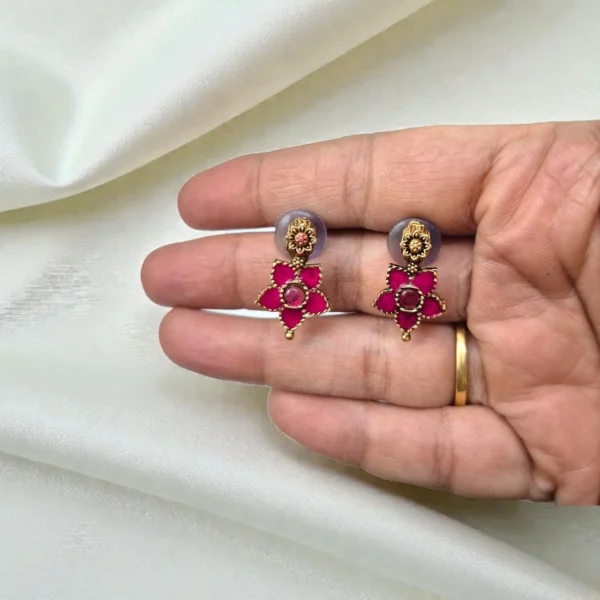 Floral Design Necklace with Stud Earrings - ADFN058