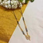Gold Plated with Black Beads and AD Stone Pendant 18inch Necklace - ADPC047
