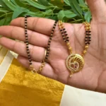Gold Plated with Black Beads and AD Stone Pendant 18inch Necklace - ADPC047
