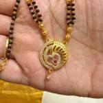 Gold Plated with Black Beads and AD Stone Pendant 18inch Necklace - ADPC047