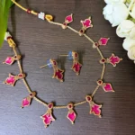 Floral Design Necklace with Stud Earrings - ADFN058