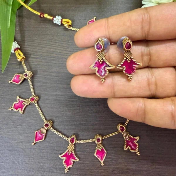Floral Design Necklace with Stud Earrings - ADFN058