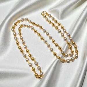 Gold Plated Pearl Chain in 24inch - ADGP061