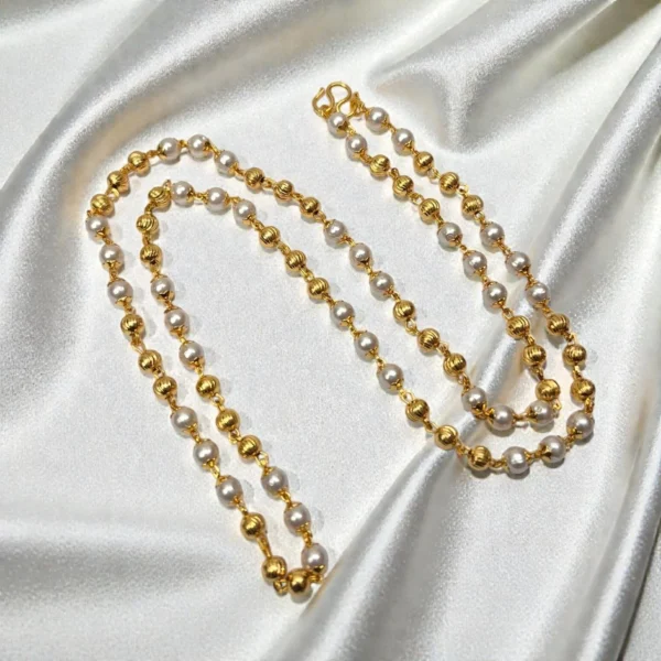 Gold Plated Pearl Chain in 24inch - ADGP061